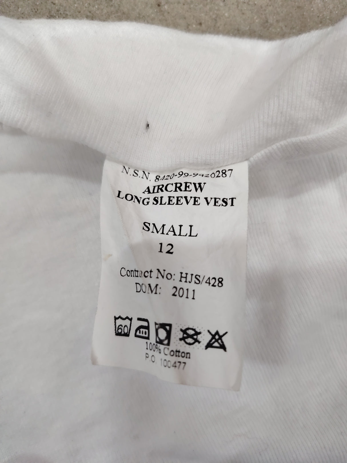 British Military Women's Aircrew White Long Sleeve Vest