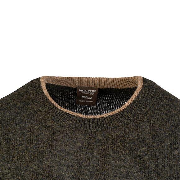 Jack Pyke Ashcombe 100% Lambswool Crewknit - Dark Olive