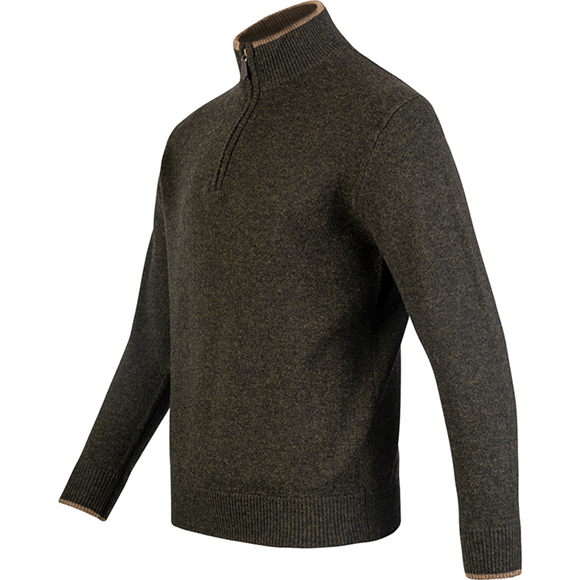 Jack Pyke Ashcombe 100% Lambswool Zipknit - Dark Olive
