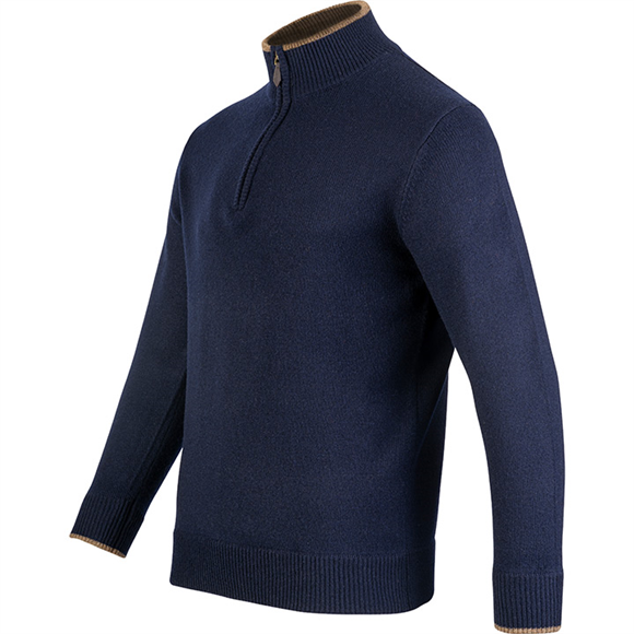 Jack Pyke Ashcombe 100% Lambswool Zipknit Pullover - Navy
