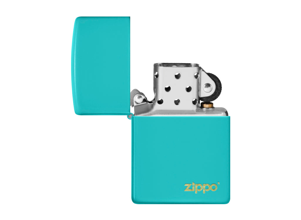 Zippo Flat Turquoise Lighter with Zippo Logo