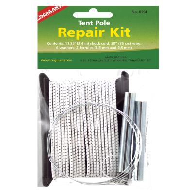Coghlan's Tent Pole Repair Kit with Shock Cord, Washers, and Ferrules