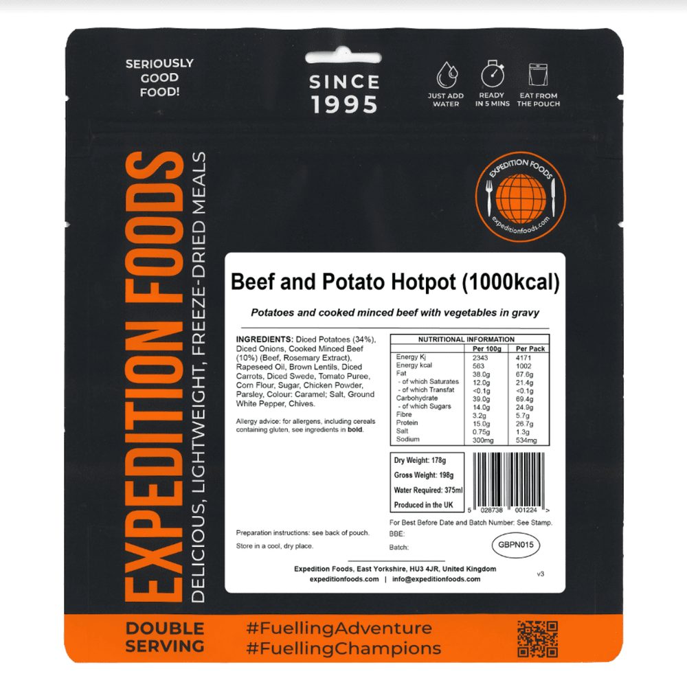Expedition Foods Freeze Dried Meal Pouch - Beef And Potato Hotpot - Various Sizes