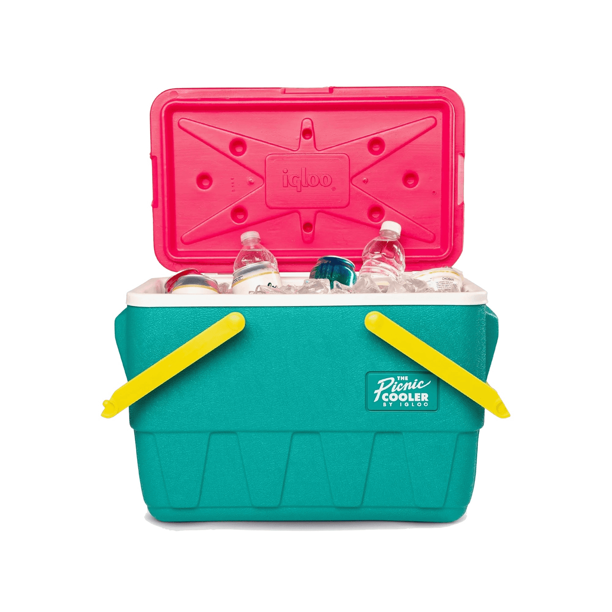 Igloo Retro 25Qt / 23L Picnic Cooler - Dark Jade / Bold Magenta / Livewire Yellow