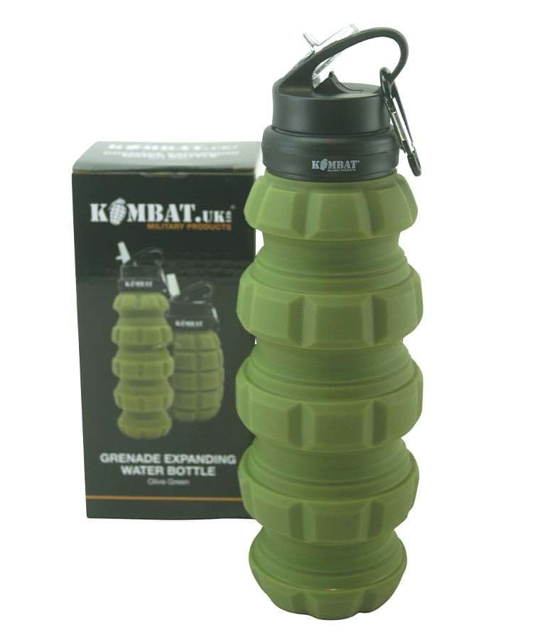 Kombat UK Grenade Expanding Water Bottle - Olive Green