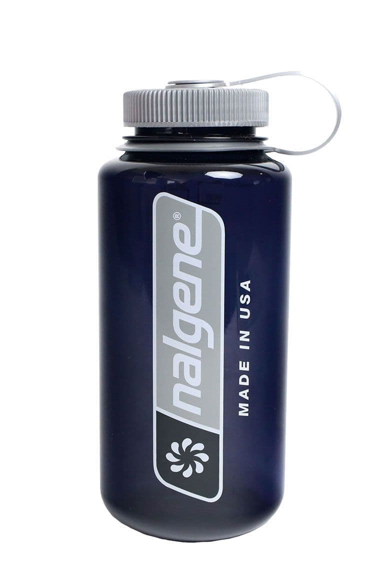 Nalgene 32oz / 1L Wide Mouth Sustain Water Bottle - Odyssey Grey Large Nalgene Logo