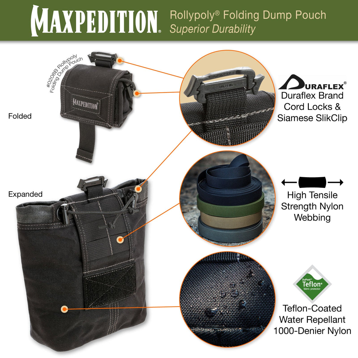 Maxpedition ROLLYPOLY Green Folding Dump Pouch