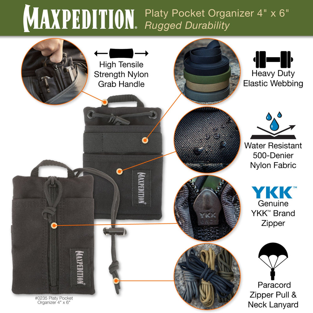 Maxpedition Platy Black Pocket Organiser 4" x 6"
