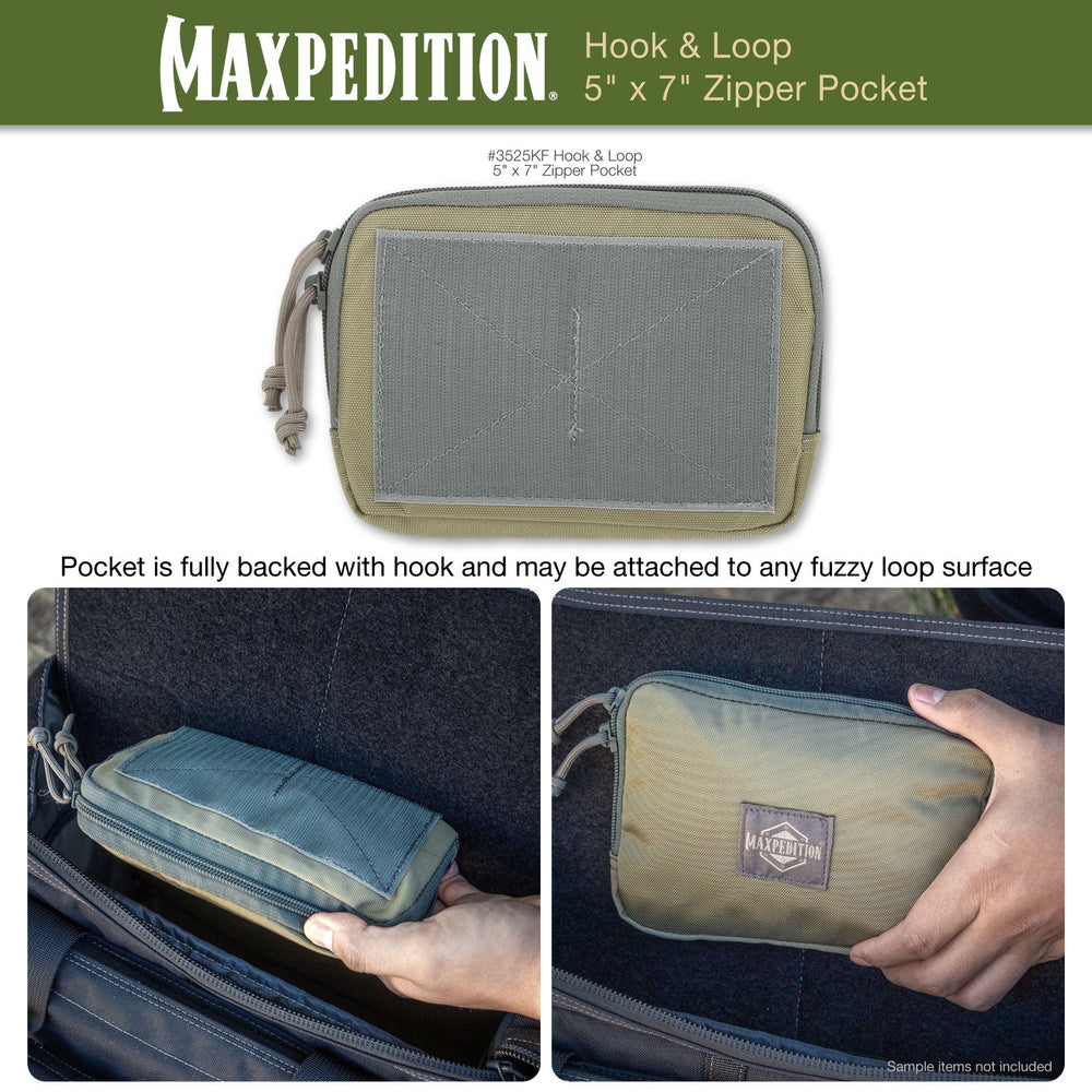 Maxpedition Hook-&-Loop 5" x 7" Khaki-Foliage Zipper Pocket