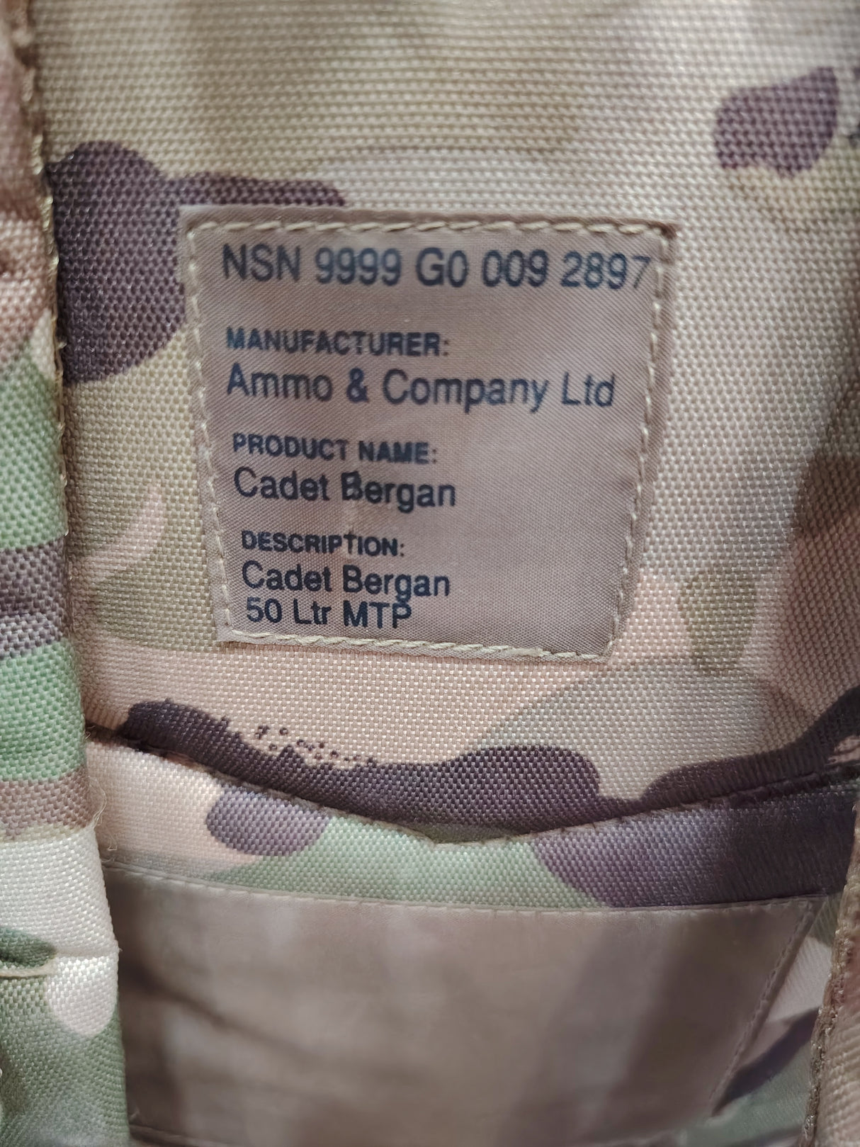 British Military Cadet 50L MTP Bergen