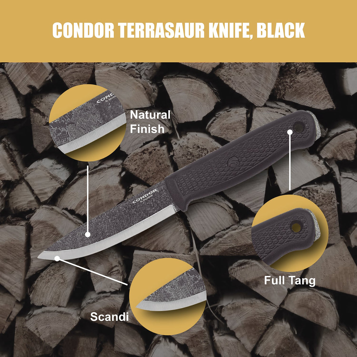 Condor Terrasaur Fixed Blade Knife Black