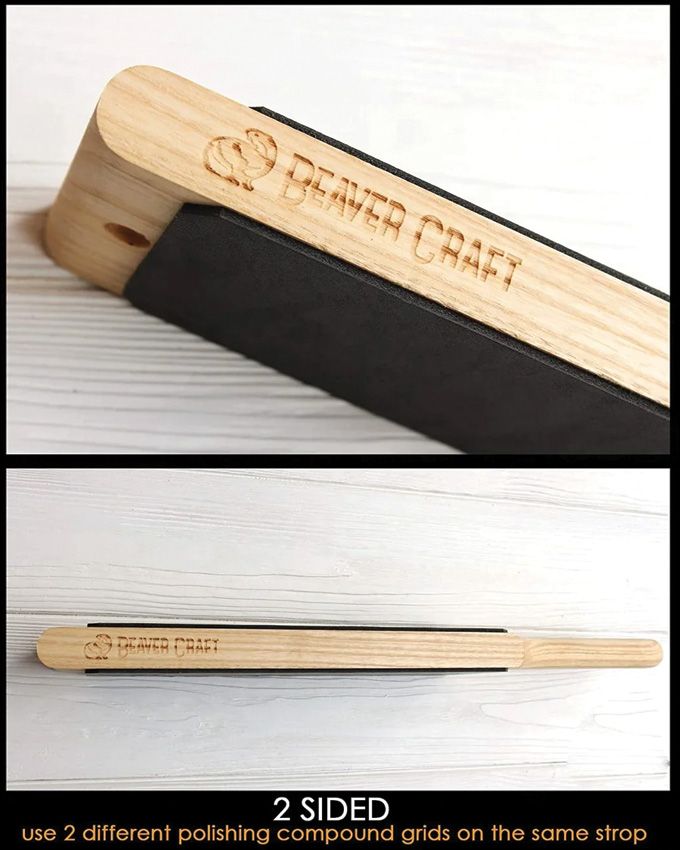Beavercraft 15" Double Sided Leather Strop with Compound