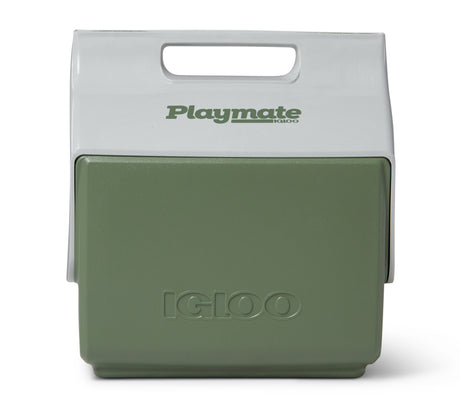 Green and gray cooler with 'Playmate' and 'Igloo' branding on a white background