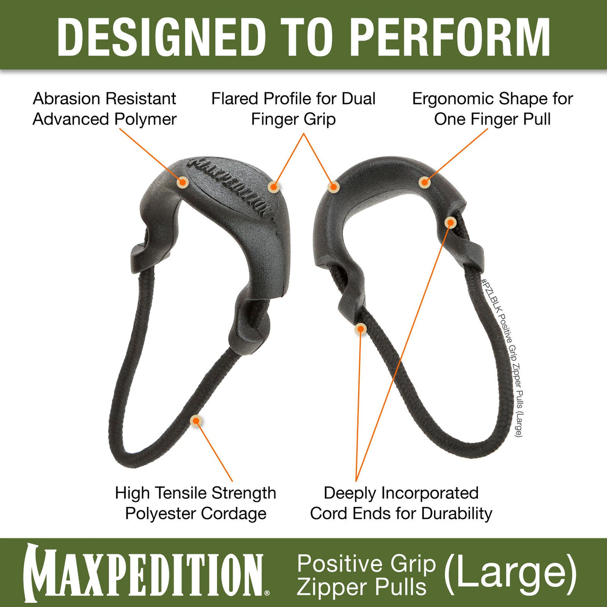 Maxpedition Large EMS PZL Positive Red Zipper Pulls Pack of 6