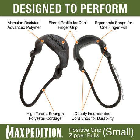 Maxpedition Small EMS Red PZL Positive Grip Zipper PullsPack of 6