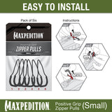 Maxpedition Small EMS Red PZL Positive Grip Zipper PullsPack of 6