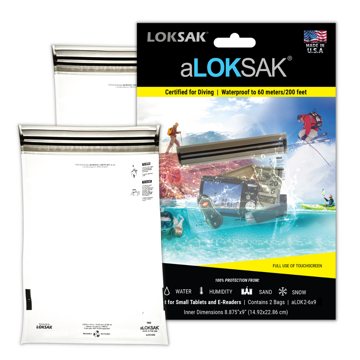 Loksak Aloksak 6x9 Inch Waterproof Storage Bag - 2 Pack