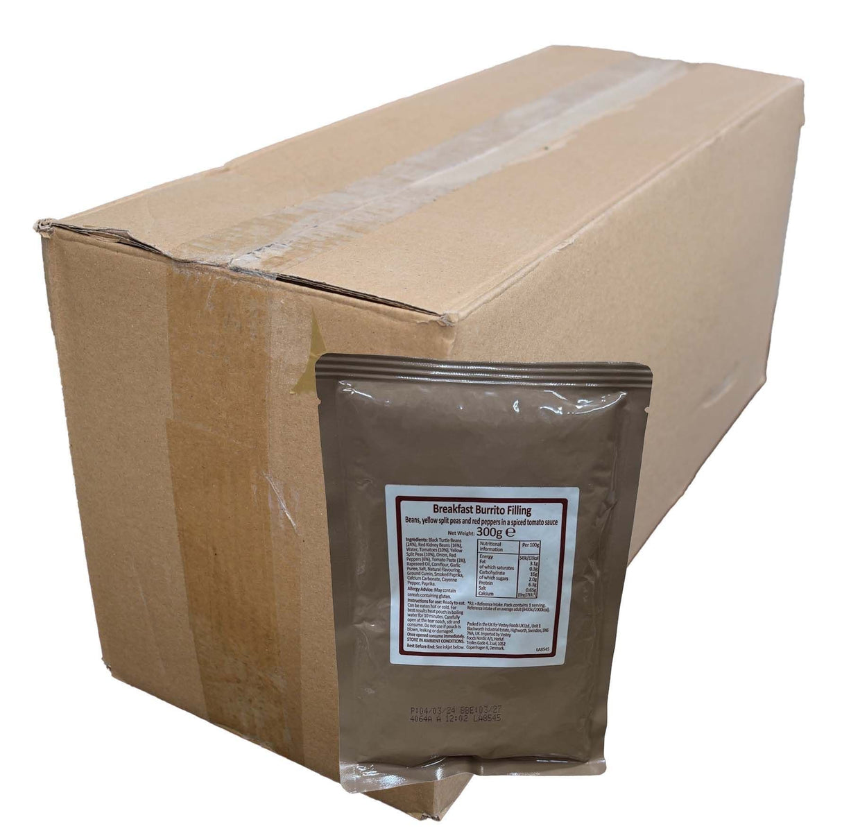 BULK BUY - British Military Ration Main Meal Pouch - Breakfast Burrito Filling 300g x 20