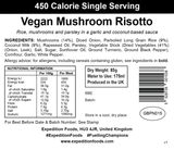 Expedition Foods Freeze Dried Meal Pouch - Vegan Mushroom Risotto - Various Sizes
