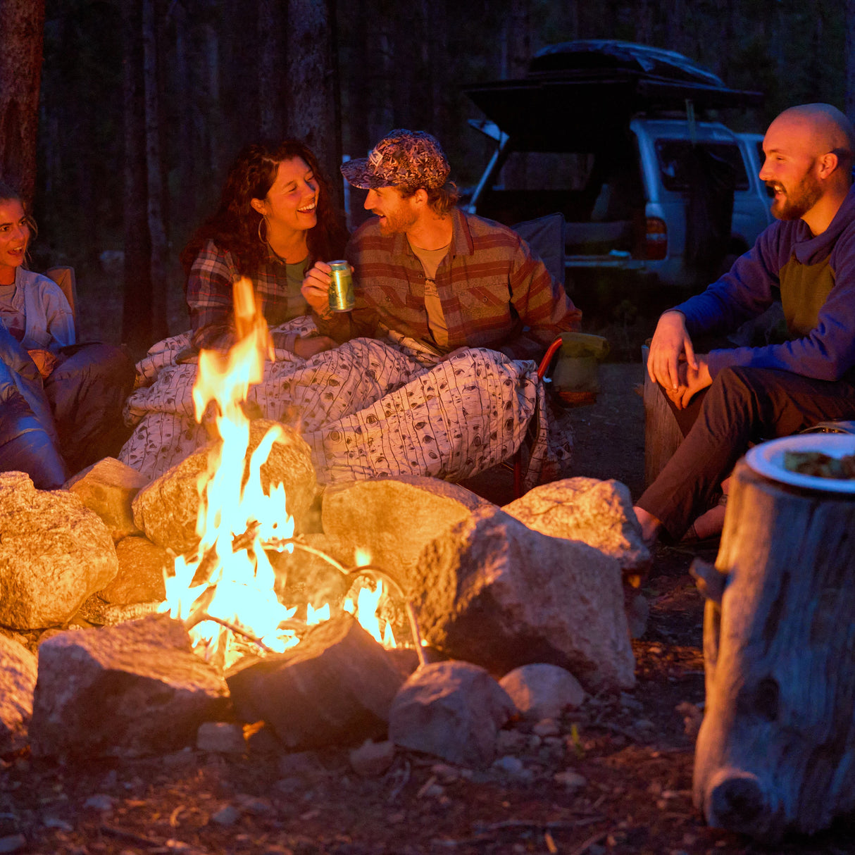 Kelty Biggie Blanket - Stormy Blue / Melted Stripes