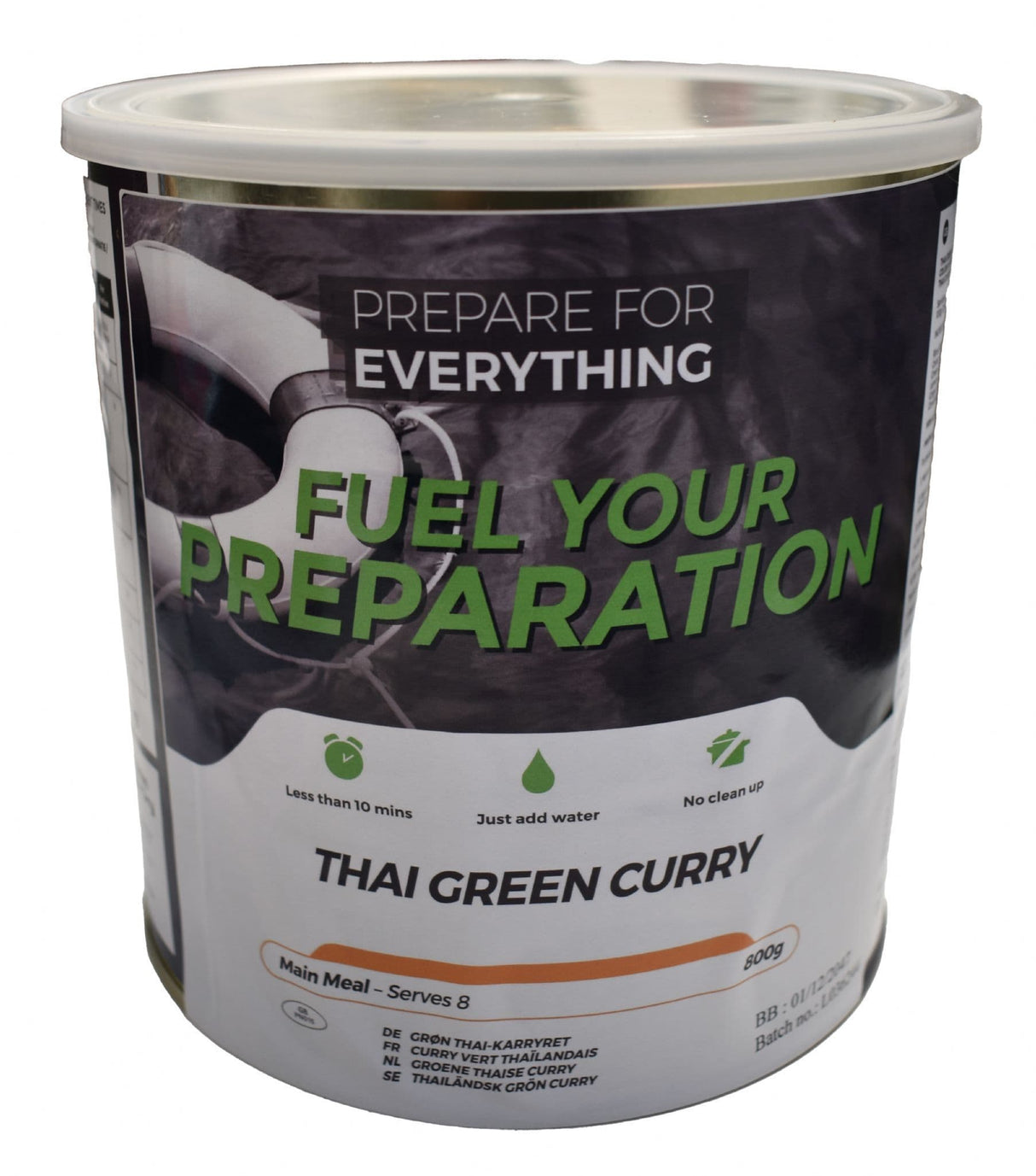 Fuel Your Preparation Freeze Dried Food Ration Meal Tin - Vegan Thai Green Curry