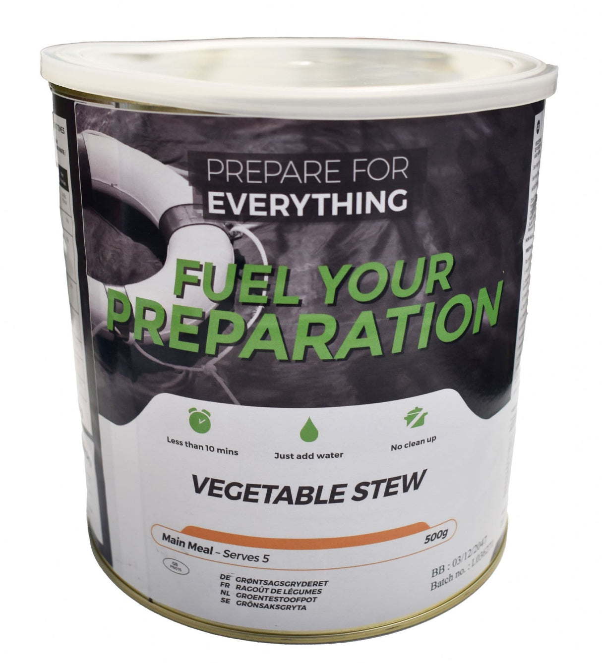 Fuel Your Preparation Freeze Dried Food Ration Meal Tin - Vegan Vegetable Stew