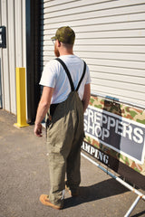 German Olive Green Bib & Brace Trousers With Elasticated Sides