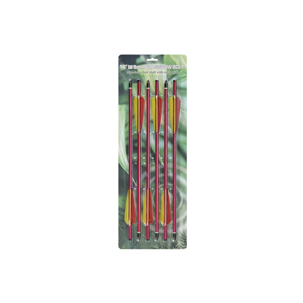 Man Kung 16 Inch Aluminium Crossbow Bolts Red - 6-pack (Ø9mm)