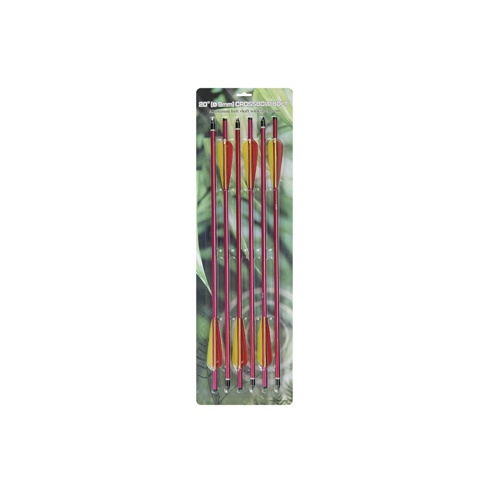 Man Kung 20 Inch Aluminium Crossbow Bolts Red - 6-pack (Ø9mm)